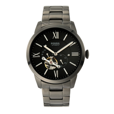 Fossil Townsman 机械黑色表盘和烟熏不锈钢表带 ME3172