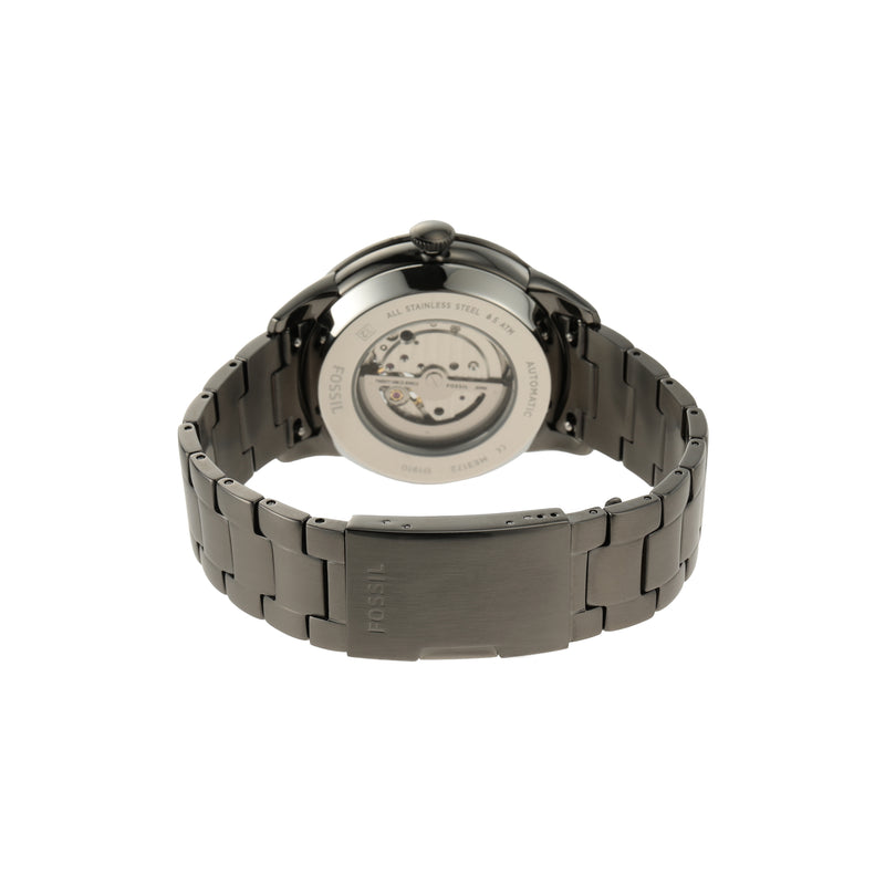 Fossil Townsman 机械黑色表盘和烟熏不锈钢表带 ME3172