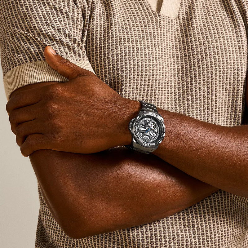 Fossil Bronson 黑色不锈钢表带和表盘男式手表 ME3217
