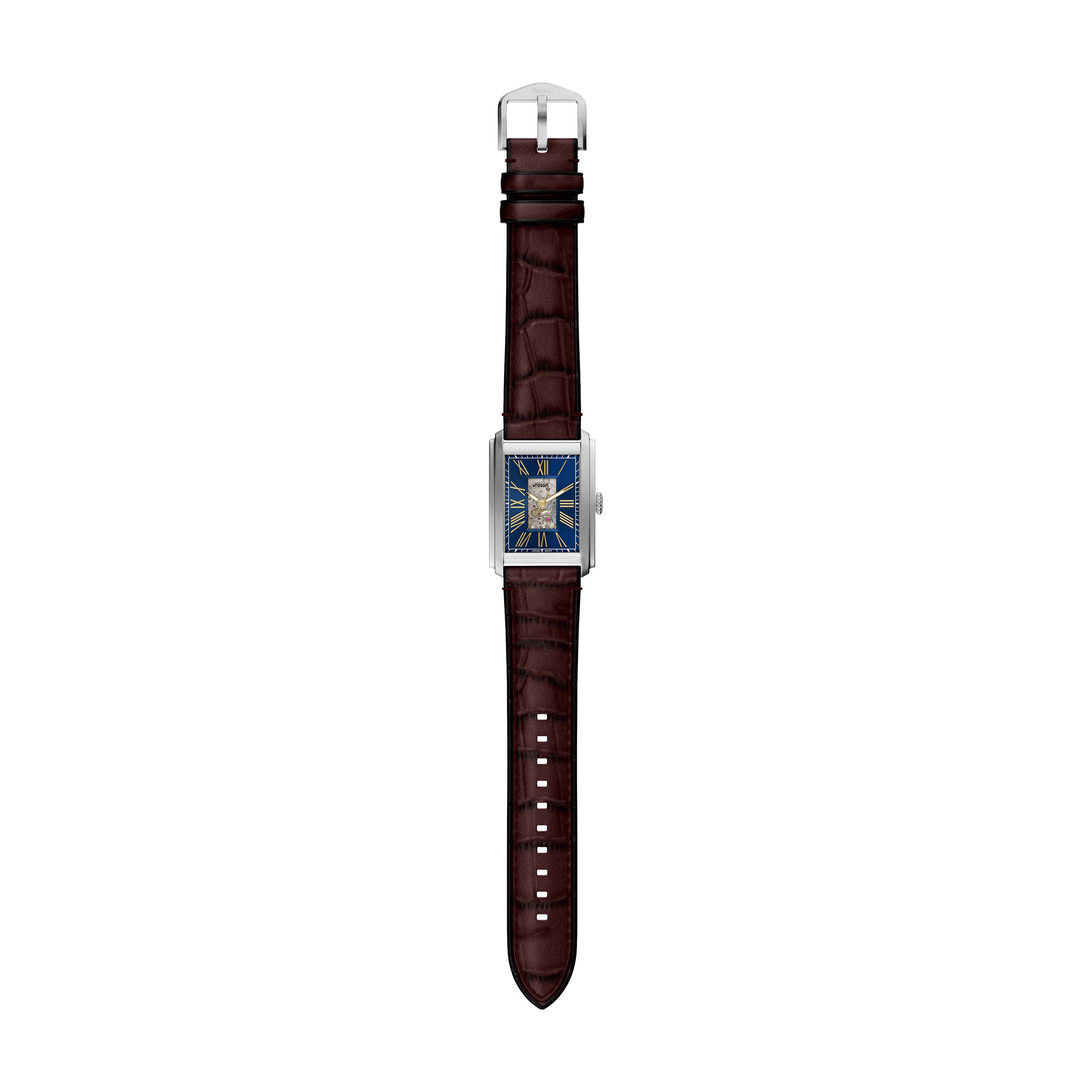 Fossil Carraway Automatic Brown Croco Leather Watch ME3273