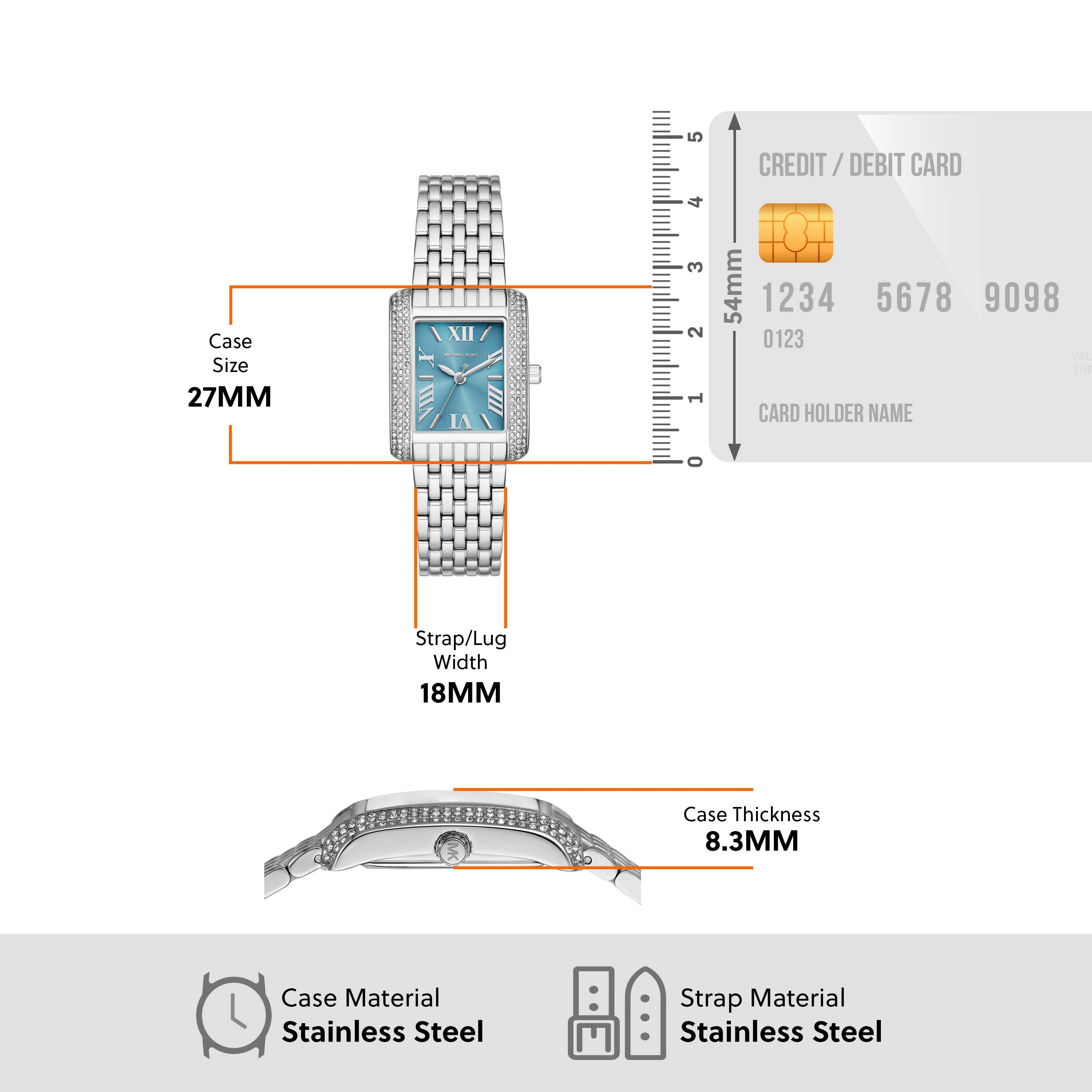 Michael Kors Emery Blue Dial Stainless Steel Watch MK4829