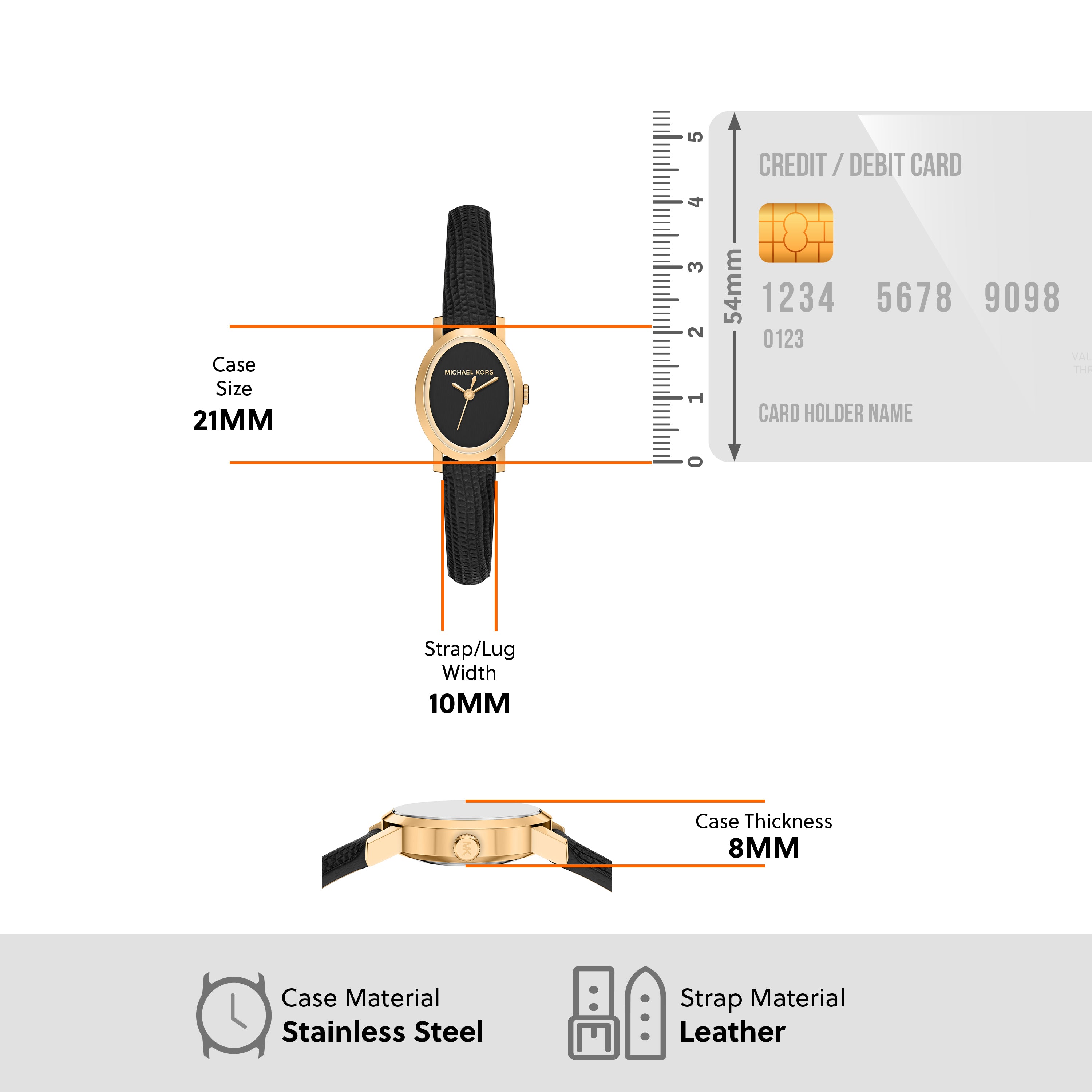 Michael Kors Maude Black Dial Leather Strap Watch MK7585