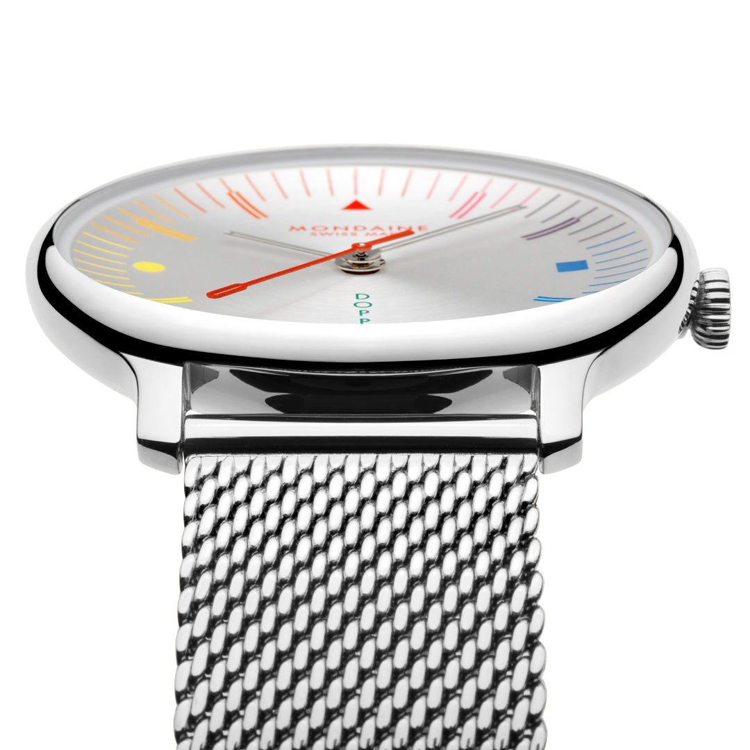 Mondaine Doppio Bauhaus Stainless Steel 33mm Watch - MLE.33112.SM
