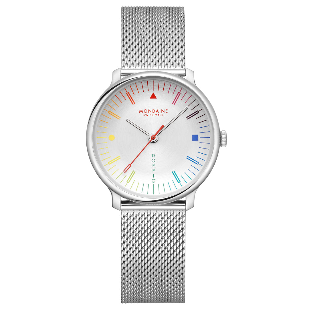 Mondaine Doppio Bauhaus Stainless Steel 33mm Watch - MLE.33112.SM