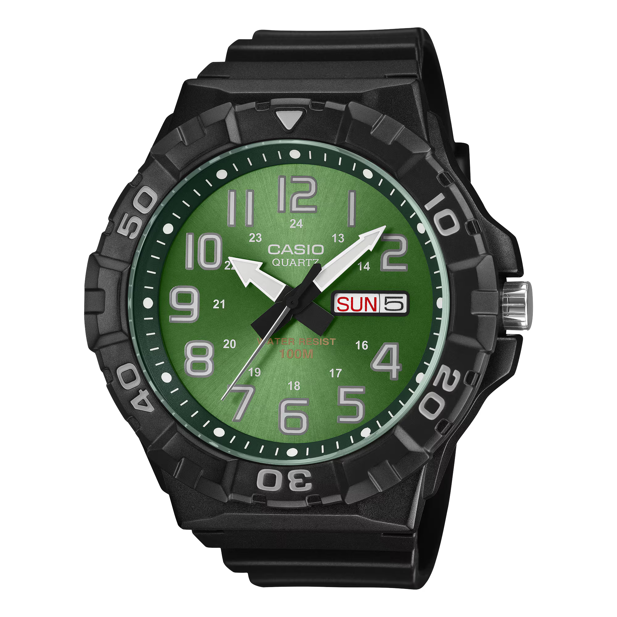 Casio Analog Black Resin Band Green Dial  Watch MRW210H-3B