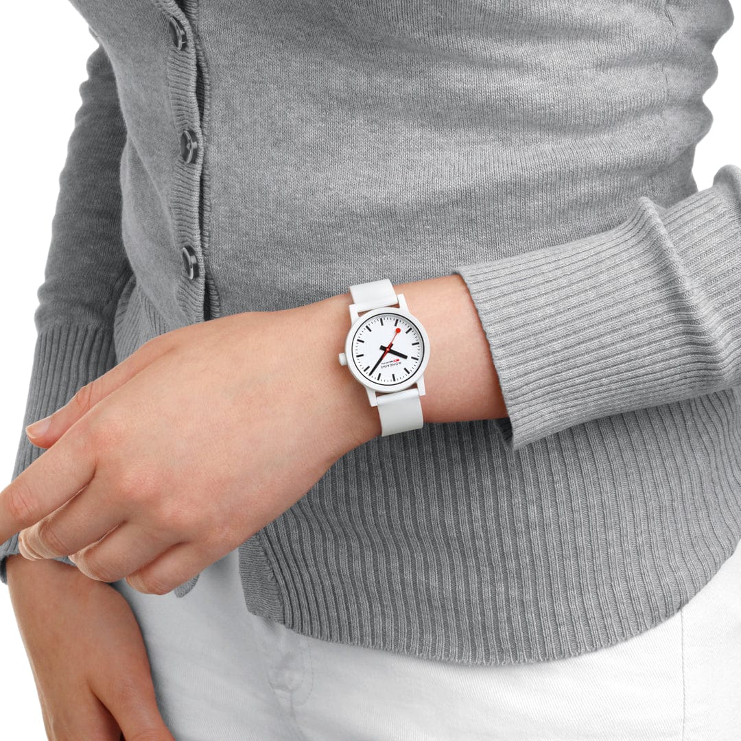 Mondaine Essence White Rubber Band Watch MS1.32110.RA