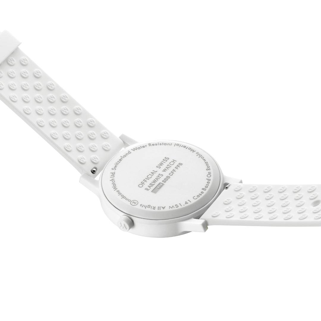 Mondaine Essence White Rubber Band 41mm Watch MS1.41110.RA