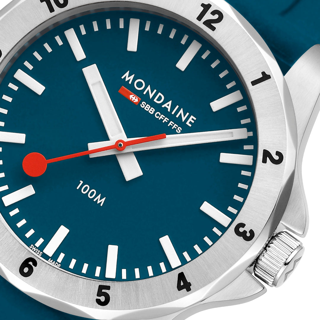 Mondaine Numeri Blue Silicone 42mm Watch - MSN.42140.RD