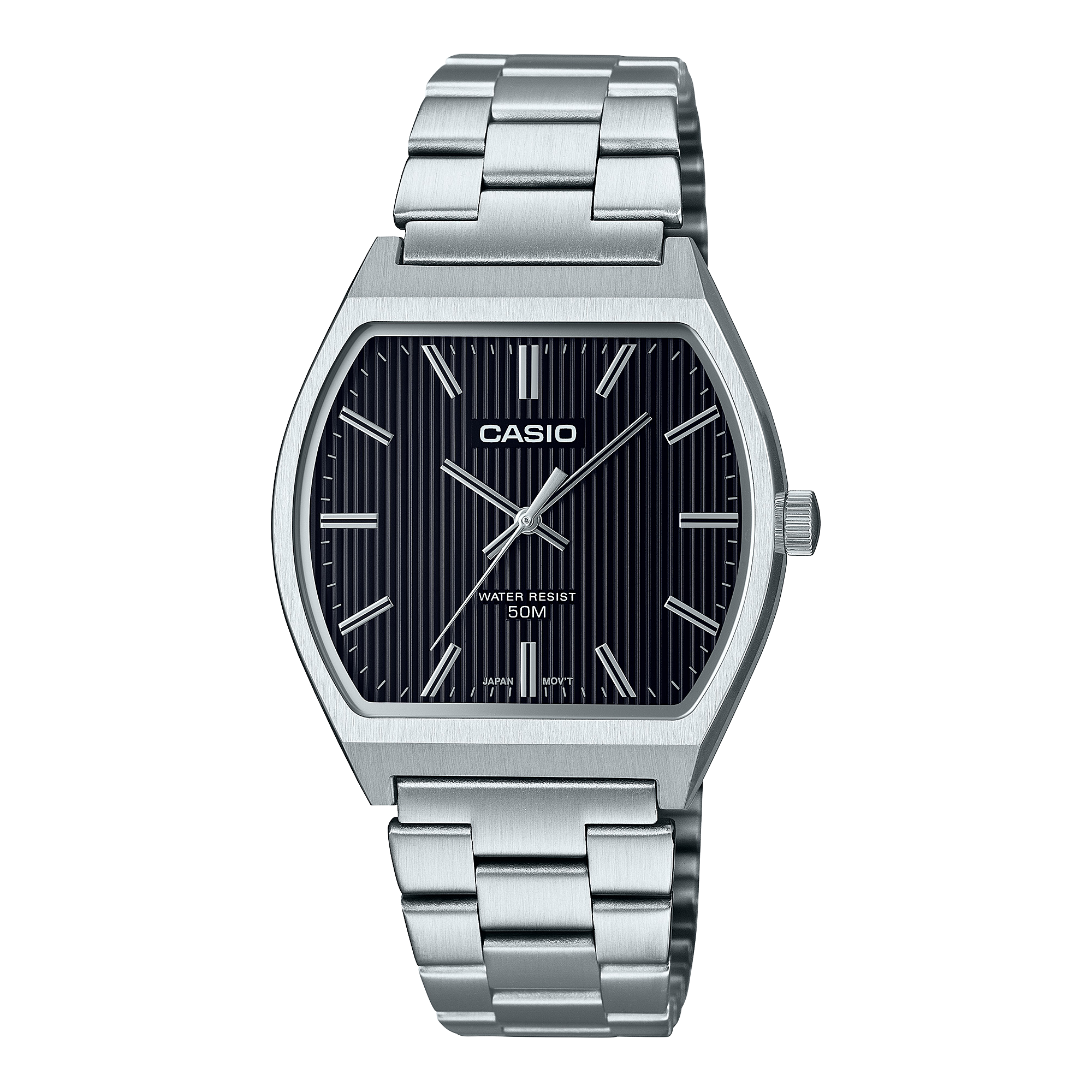 Casio Analog Black Dial Silver Stainless Steel Watch MTPB140D-1A