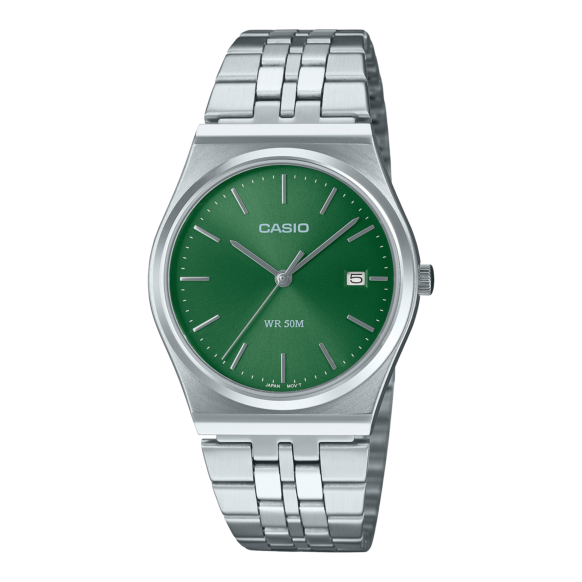 Casio Standard Silver Stainless Steel Green Dial Watch MTPB145D-3A