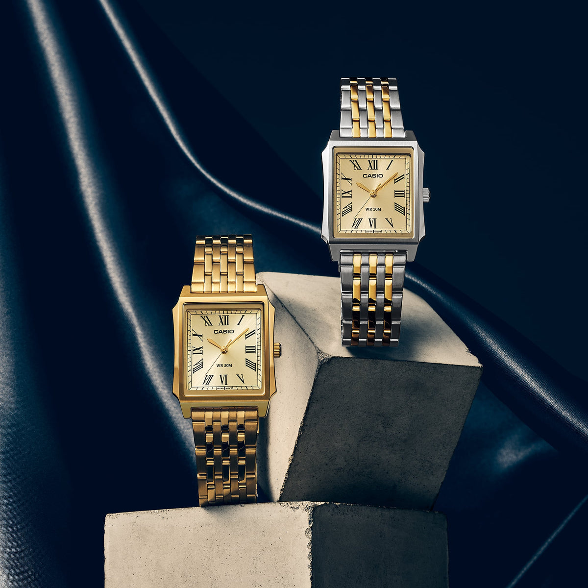 Casio Vintage MTP-B190G-9B gold men's rectangular watch