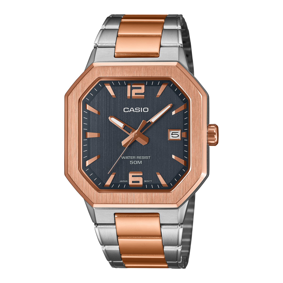 Casio MTP-B195RG-2A rose gold blue mens watch