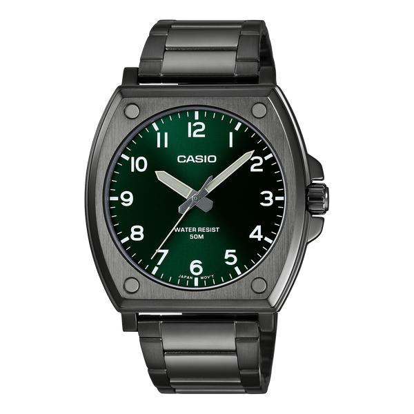 Casio Standard Analogue Green Dial Stainless Steel Watch MTPE730B-3A