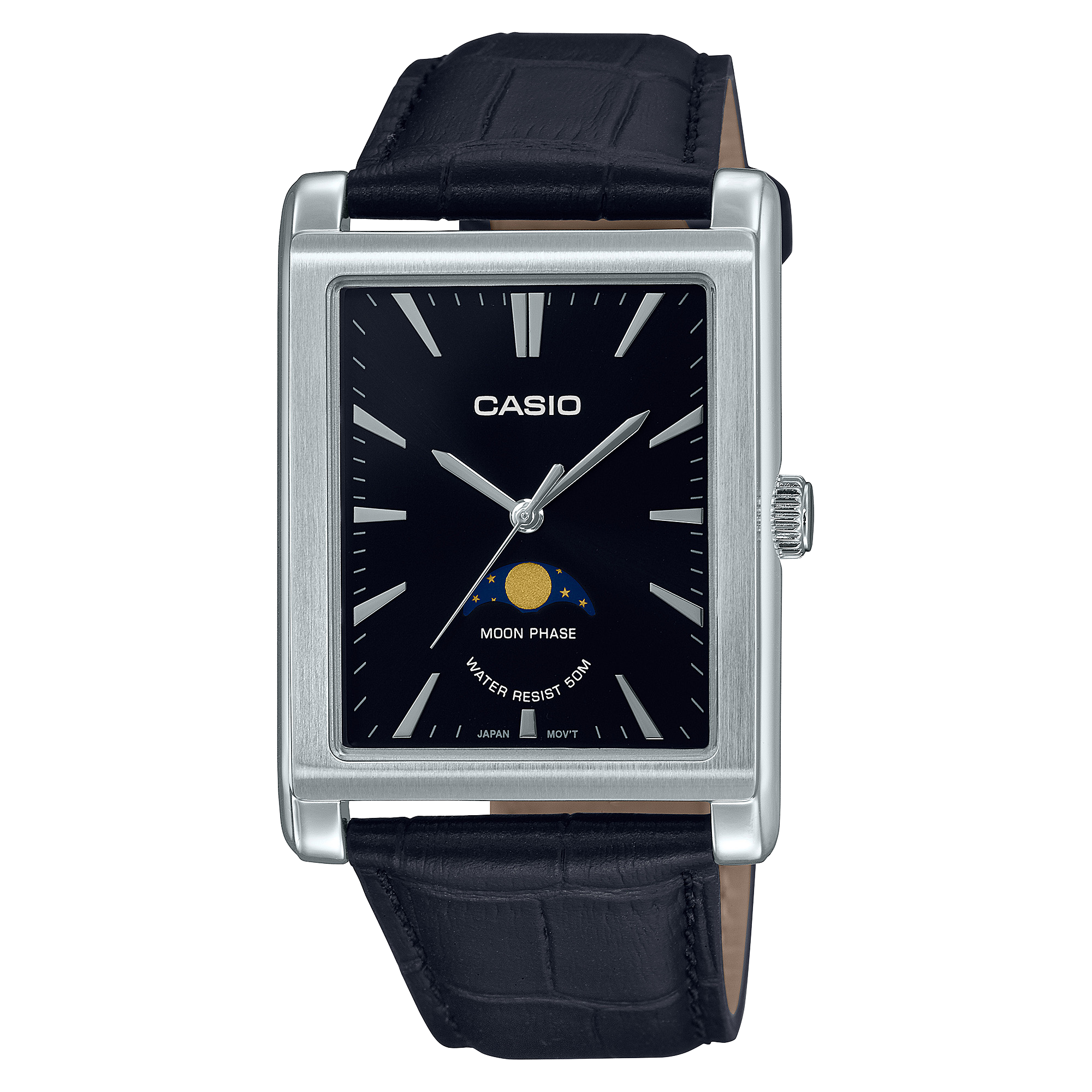 Casio Standard Black Dial Black Leather Strap Watch MTP-M105L-1A