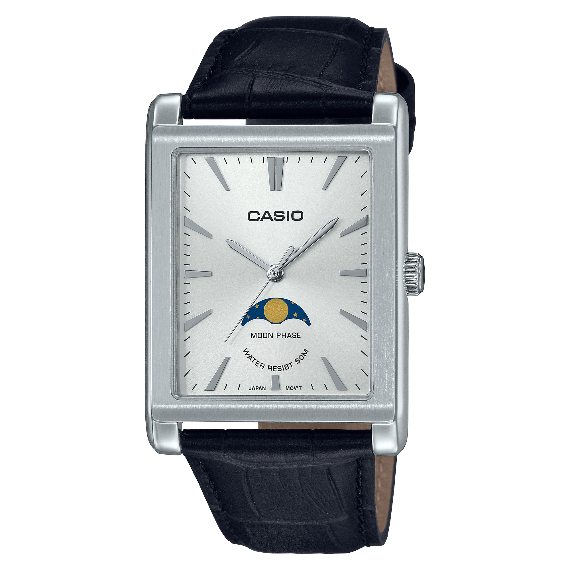 Casio Standard White Dial Black Leather Strap Watch MTPM105L-7A