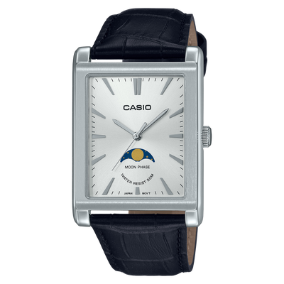 Casio Standard White Dial Black Leather Strap Watch MTPM105L-7A