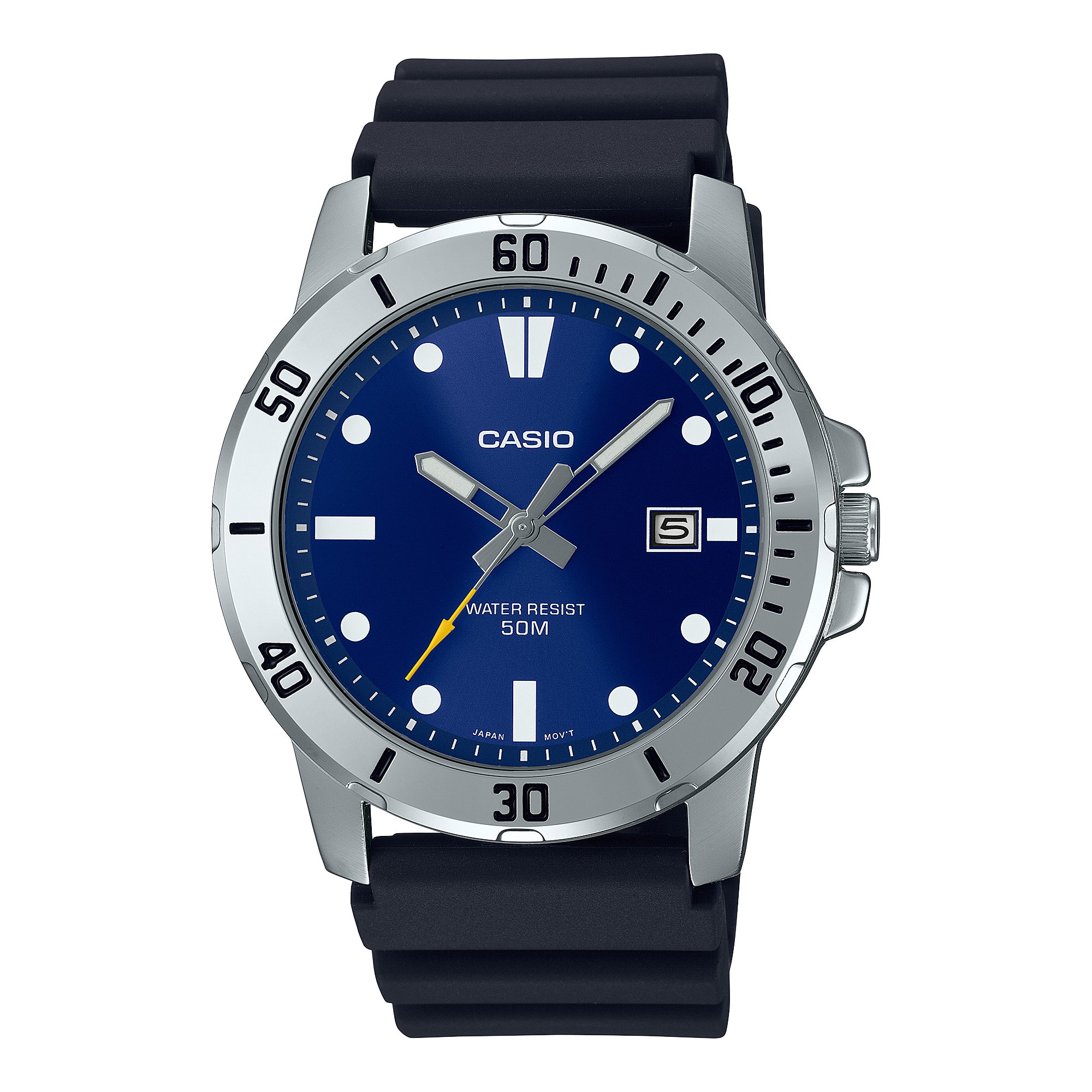 Casio Analog Blue Dial Black Resin Band Watch MTPVD01-2E