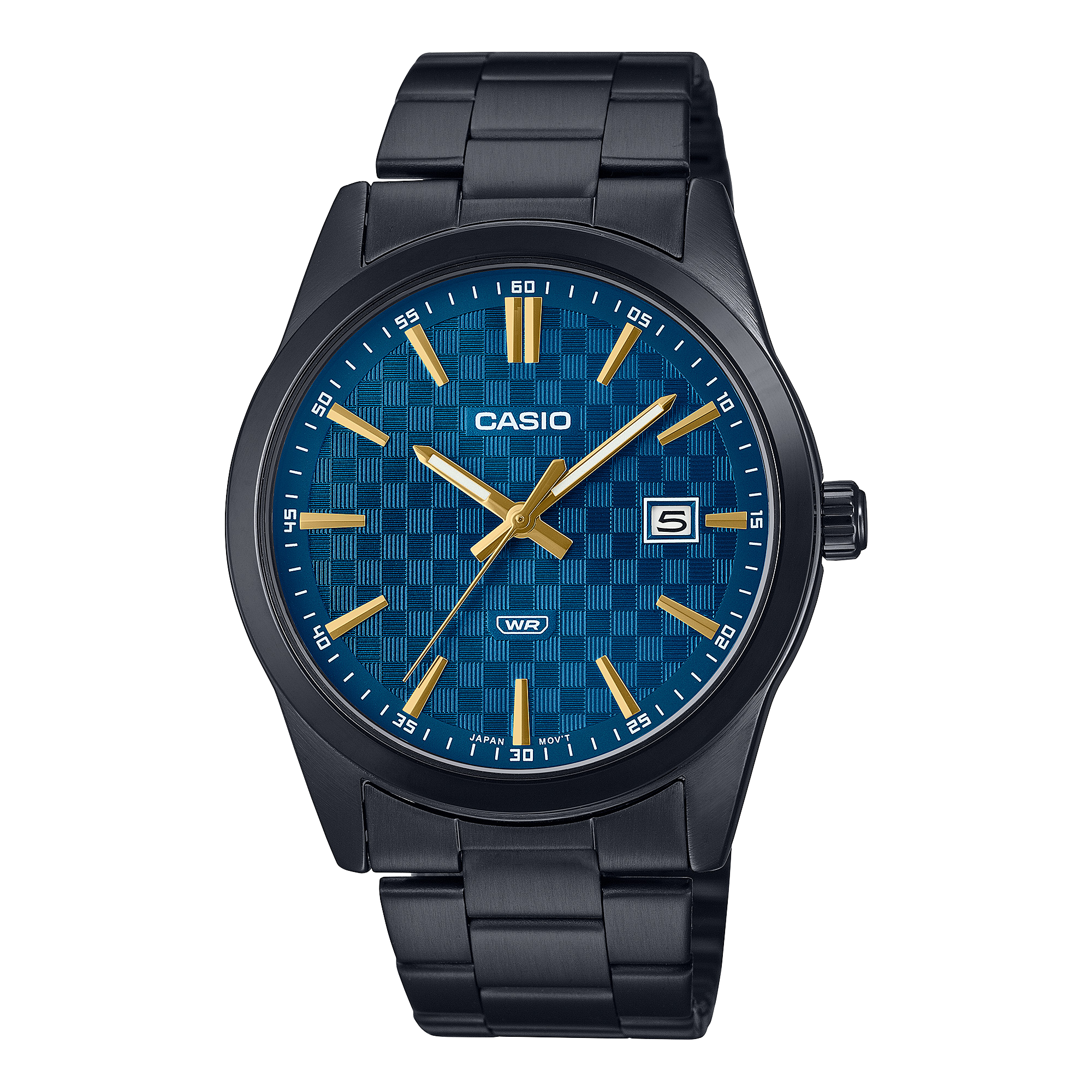Casio Standard Black Stainless Steel Blue Dial Watch MTPVD03B-2A