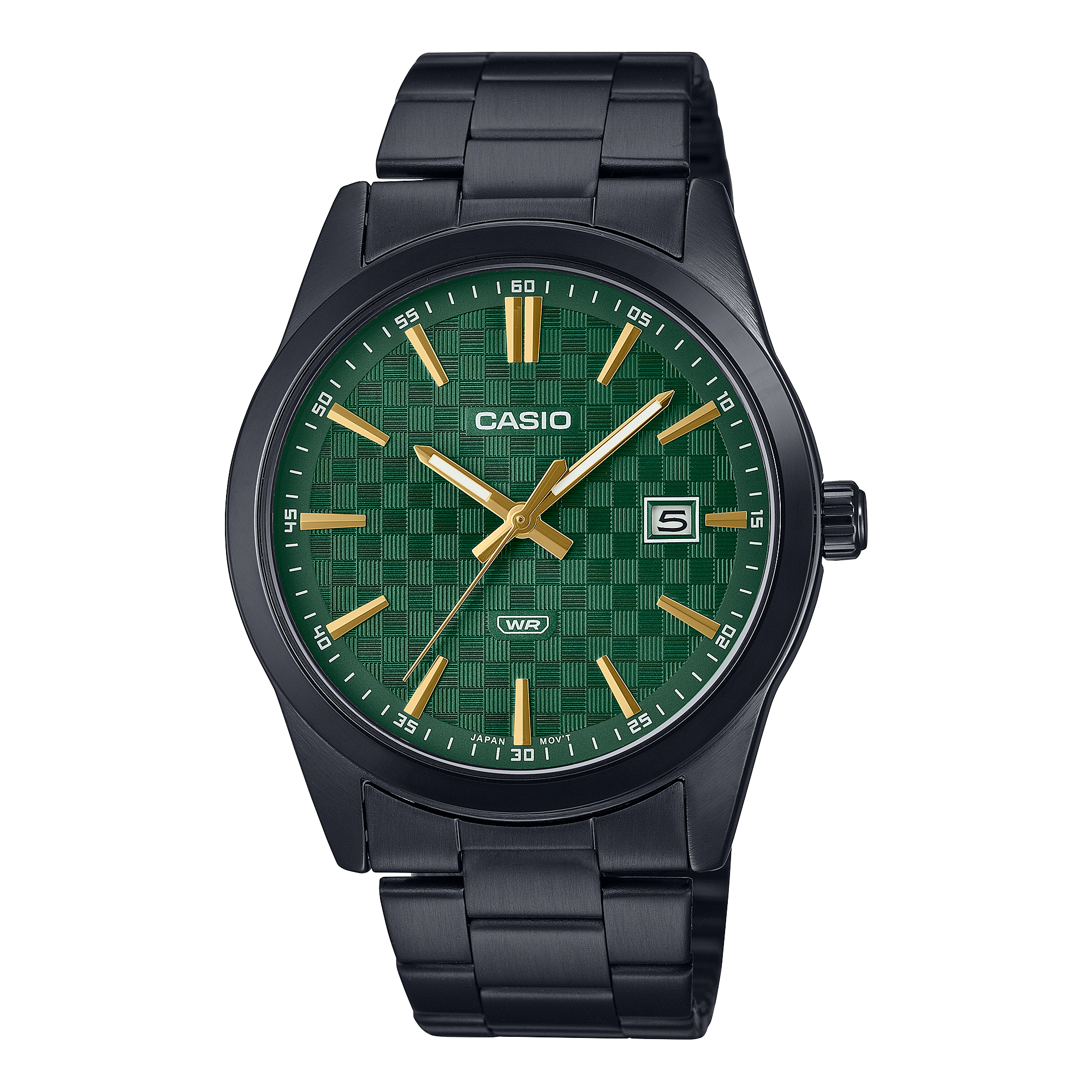 Casio Standard Black Stainless Steel Green Dial Watch MTPVD03B-3A