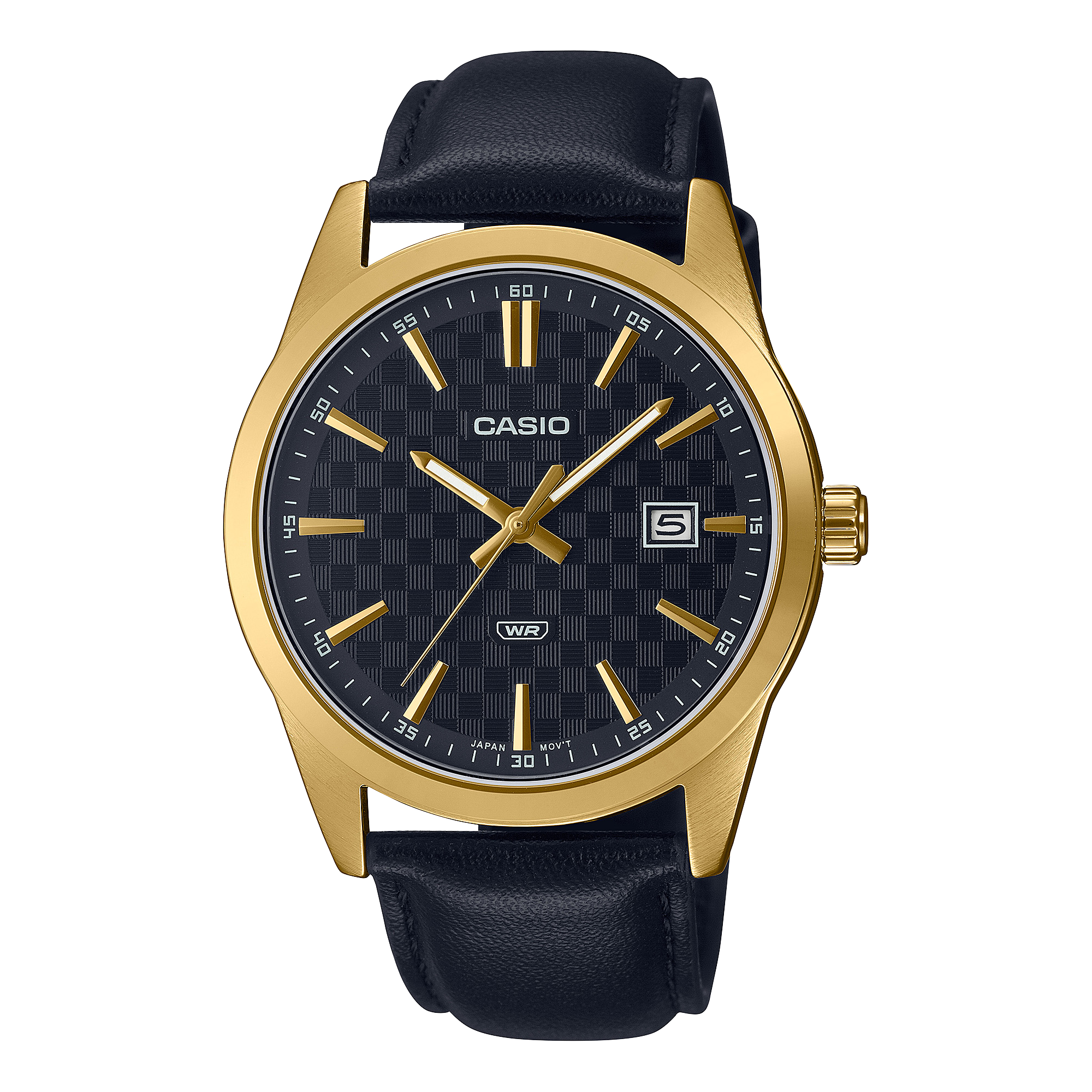 Casio Black Leather Strap Watch MTPVD03GL-1A