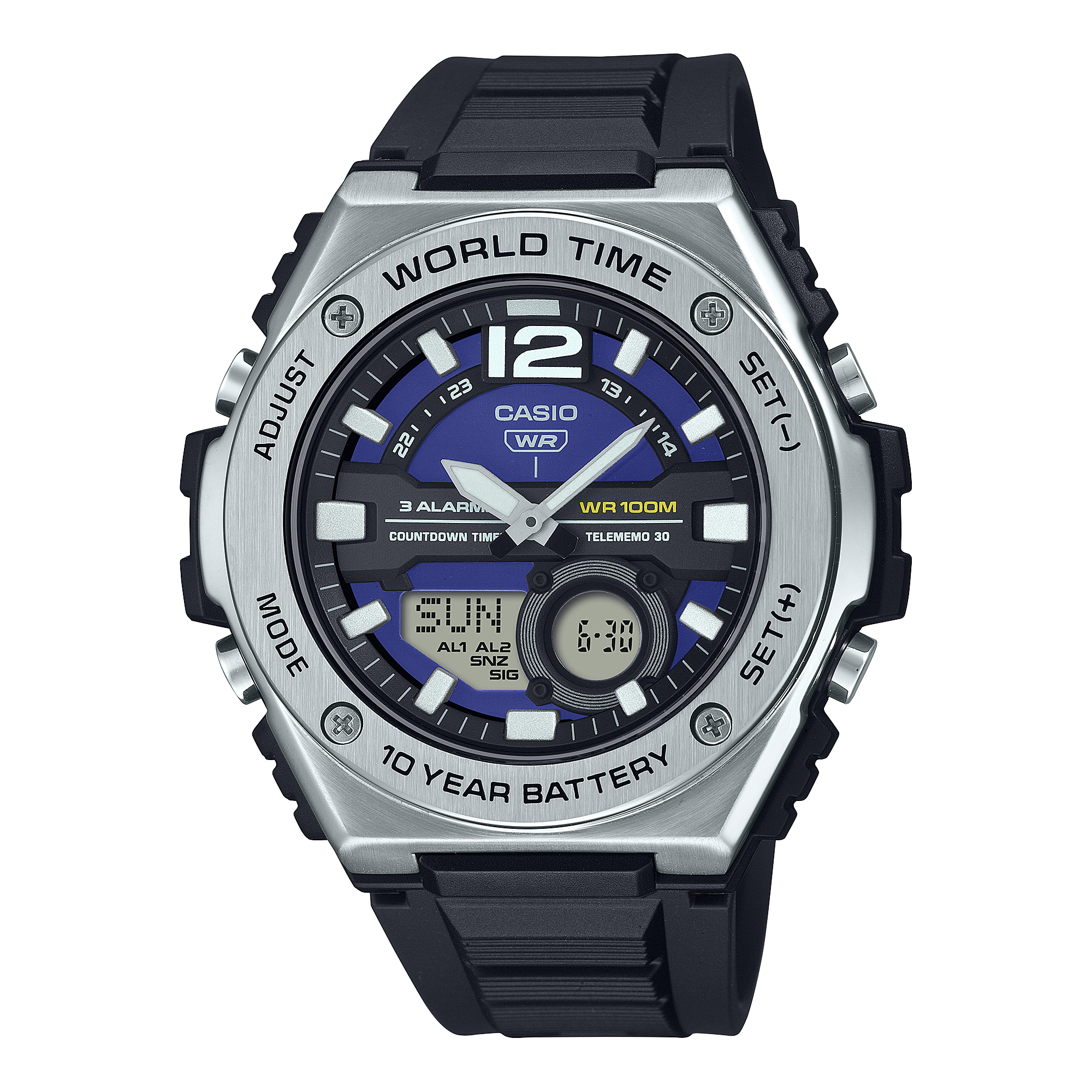 Casio Standard Black Resin Band Purple Dial Watch MWQ100-2A