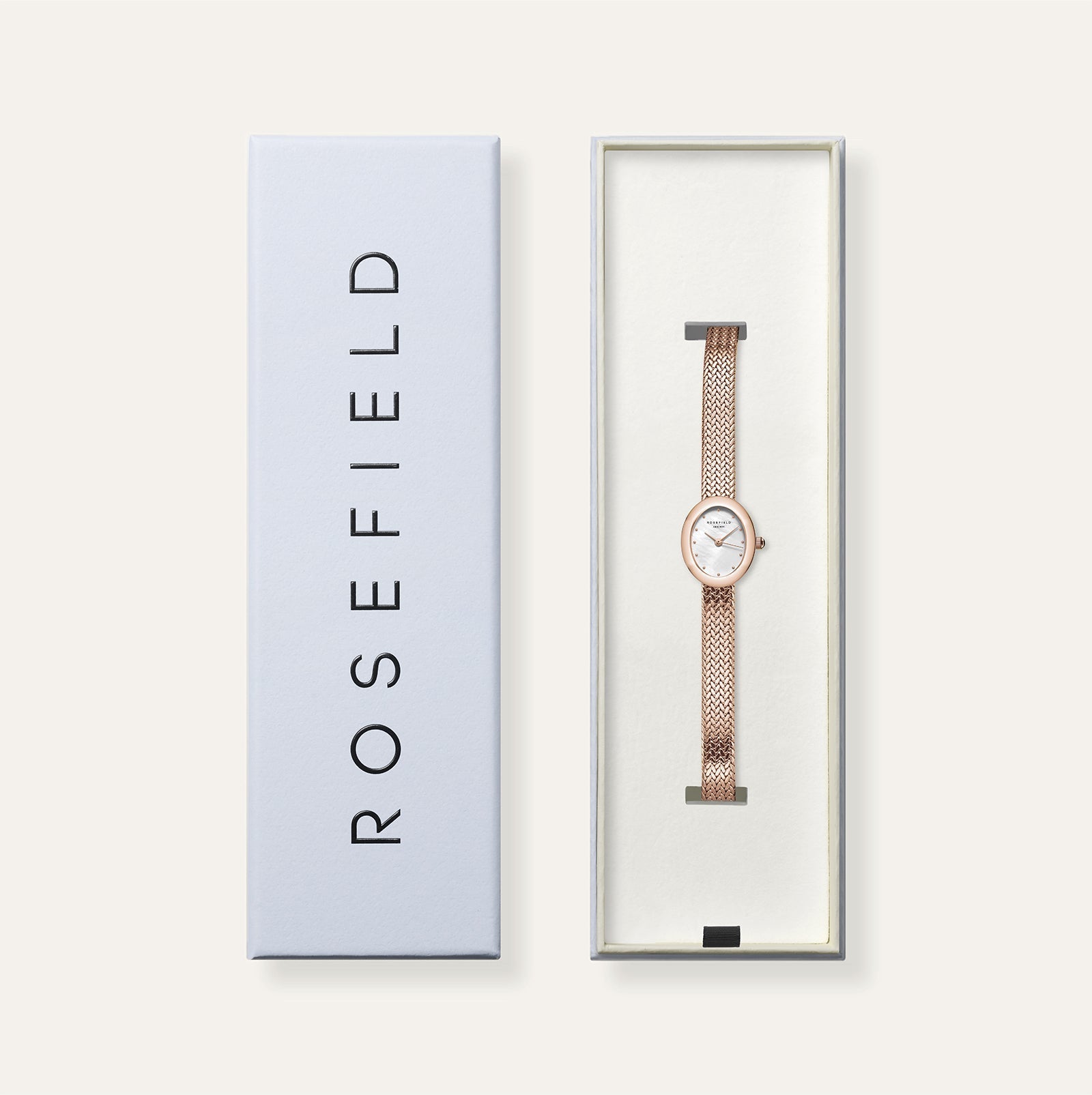 Rosefield Mini Oval Rose Gold Mother of Pearl Dial Stainless Steel Watch MWRMR-M07