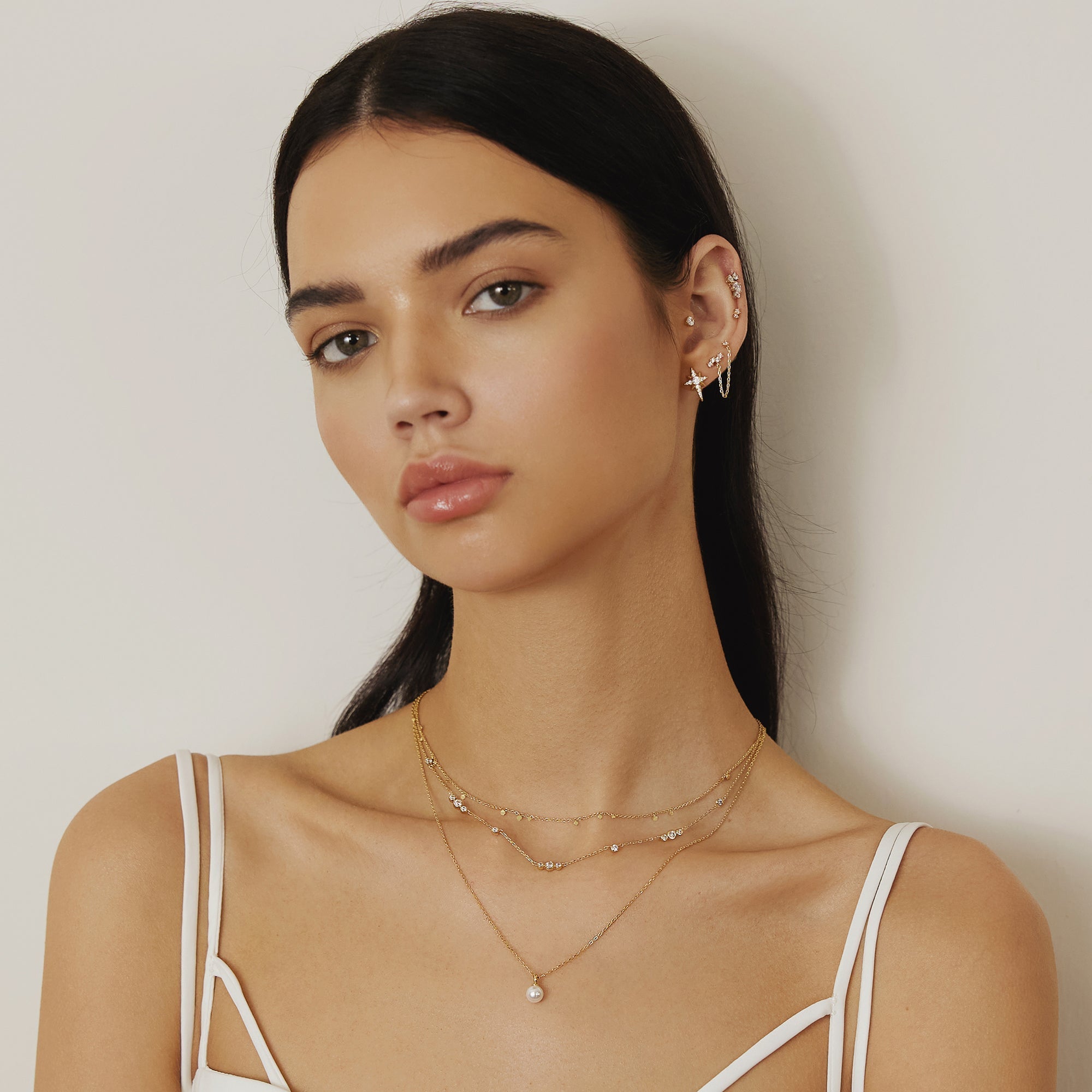 Ania Haie Gold Mini Disc Drop Stacking Necklace