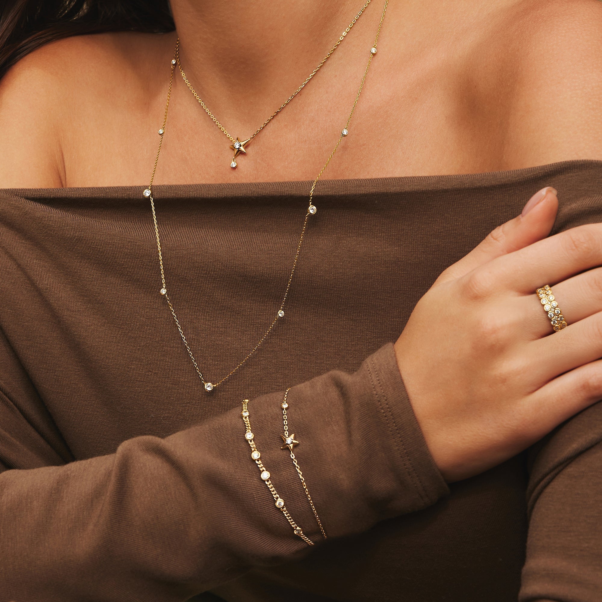 Gold Star Bracelet for Women Elegant Celestial Sparkle Jewelry