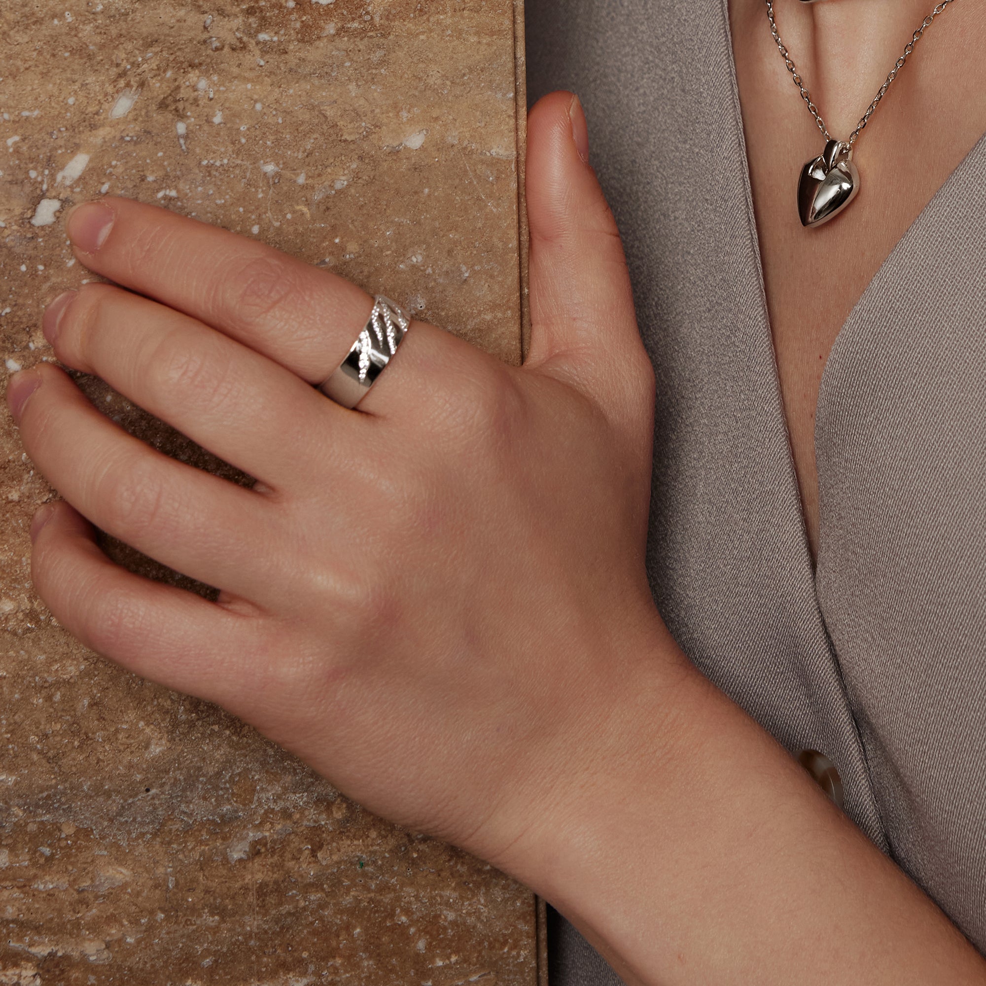 Ania Haie Silver Tiger Stripe Band Ring for Confident Women