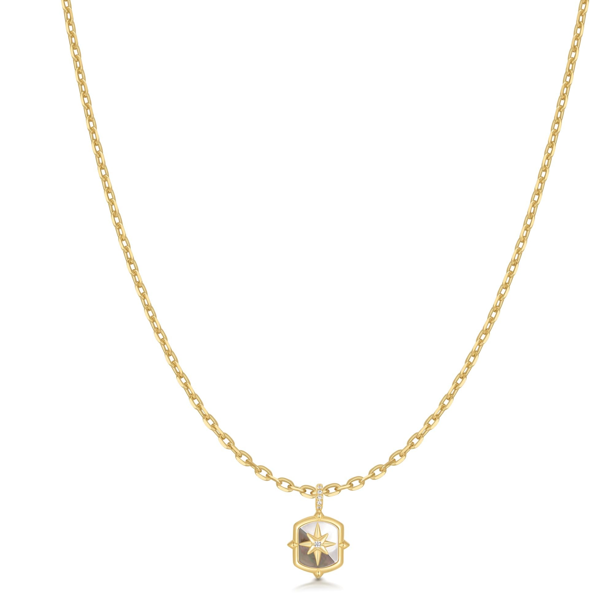 Gold Mother of Pearl Star Necklace Trendy Layered Statement Jewelry