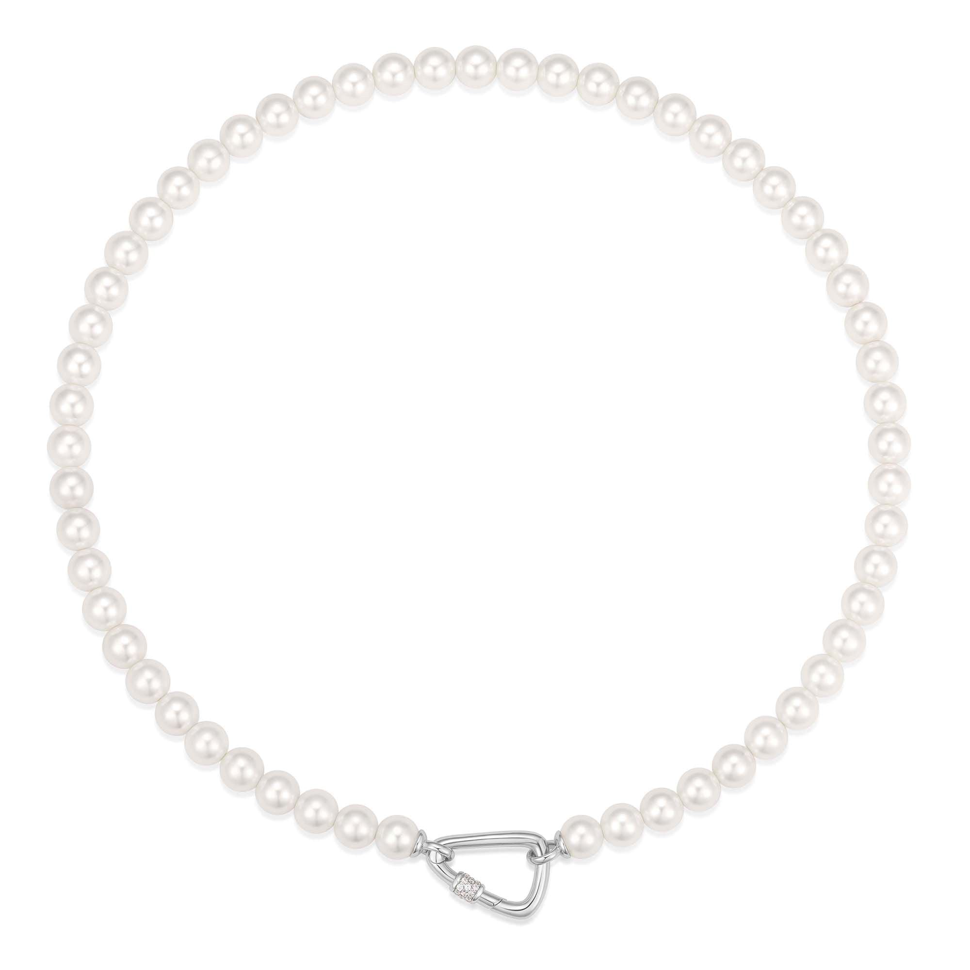 Ania Haie Silver Pearl Necklace Modern Trendy Lobster Clasp Design