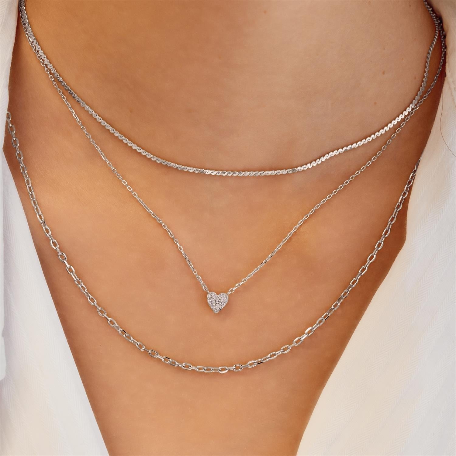 Ania Haie Starlit Drops Pave Heart Women's Necklace 925 Silver