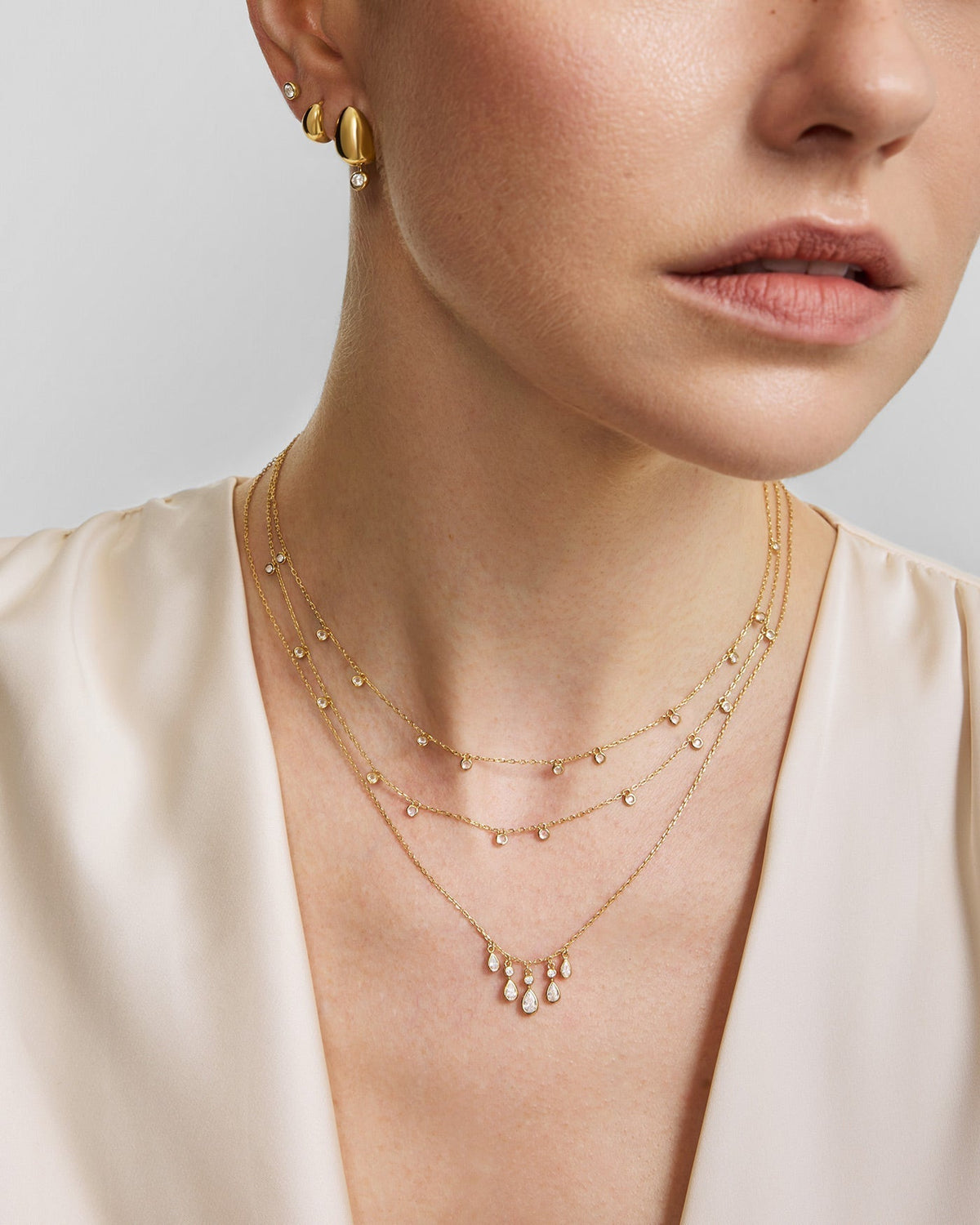 Ania Haie Gold Bezel-Set Teardrop Cascade Necklace N076-04G N076-04G view 2