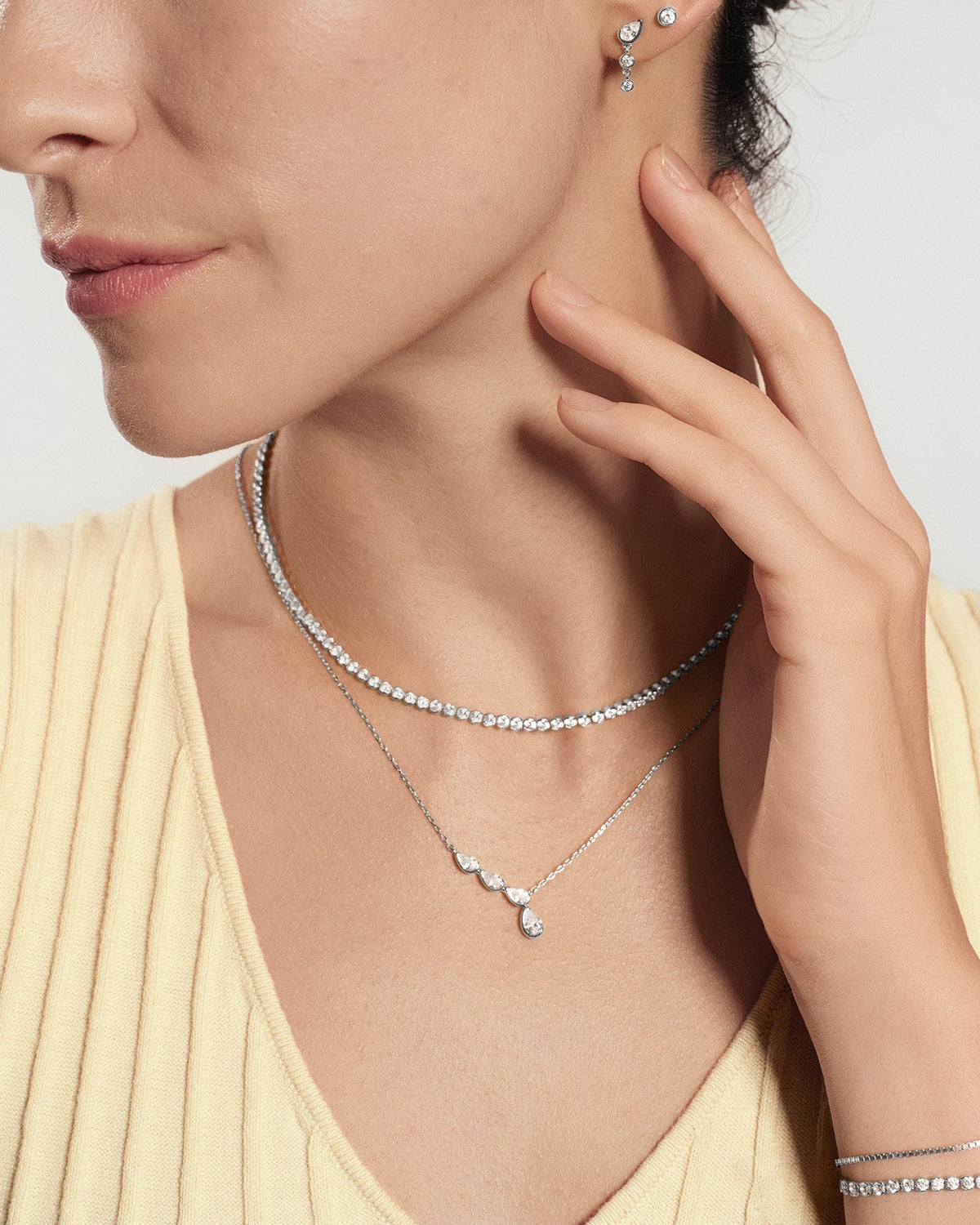 Ania Haie Silver Half-Bezel Round Tennis Necklace N076-16H N076-16H view 3