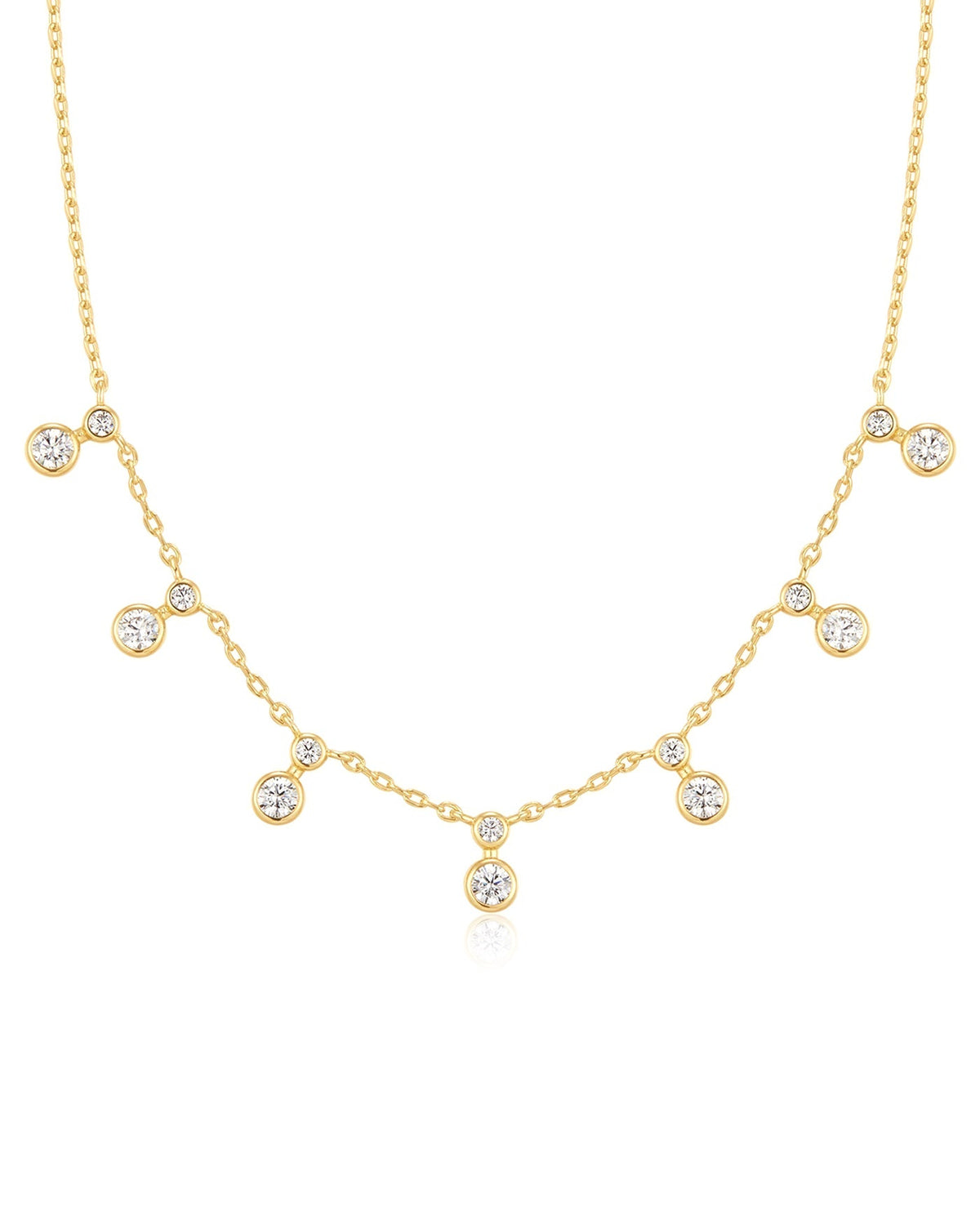 Ania Haie Gold Graduated Bezel Round Drop Station Necklace N076-10G N076-10G front packshot
