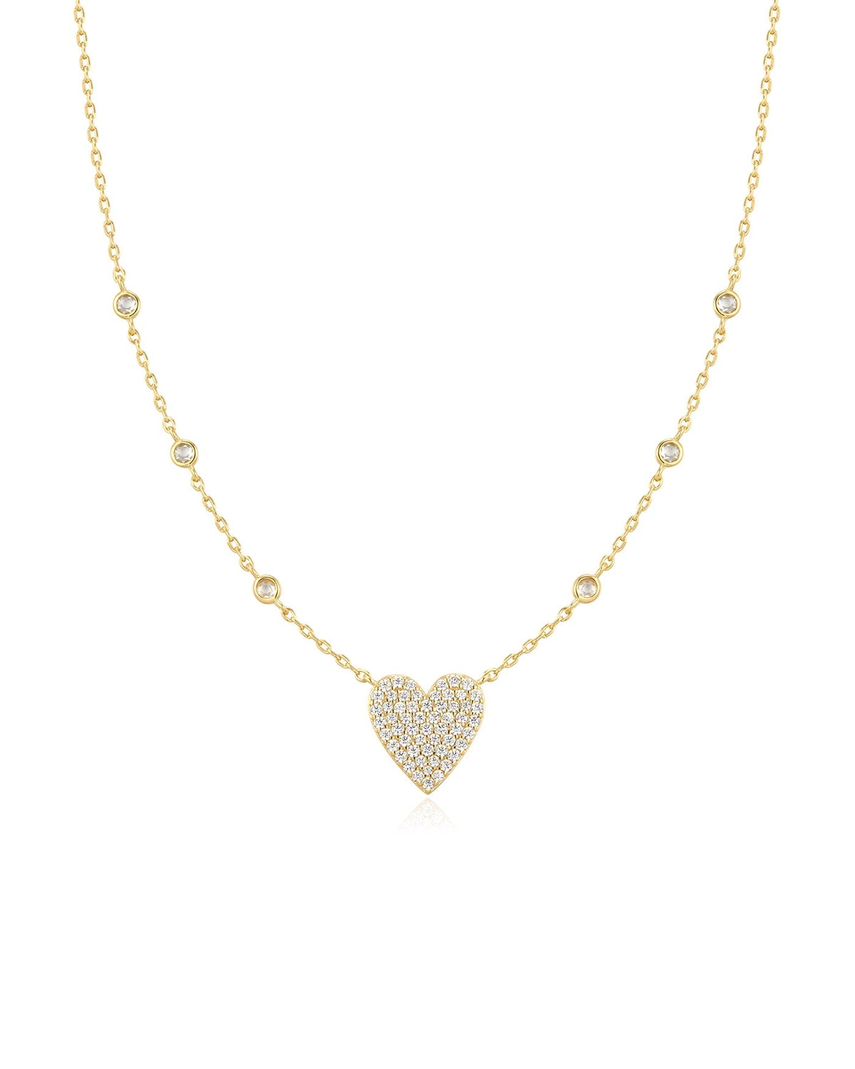 Ania Haie Gold Pave Heart with Bezel Station Necklace N076-11G N076-11G front packshot