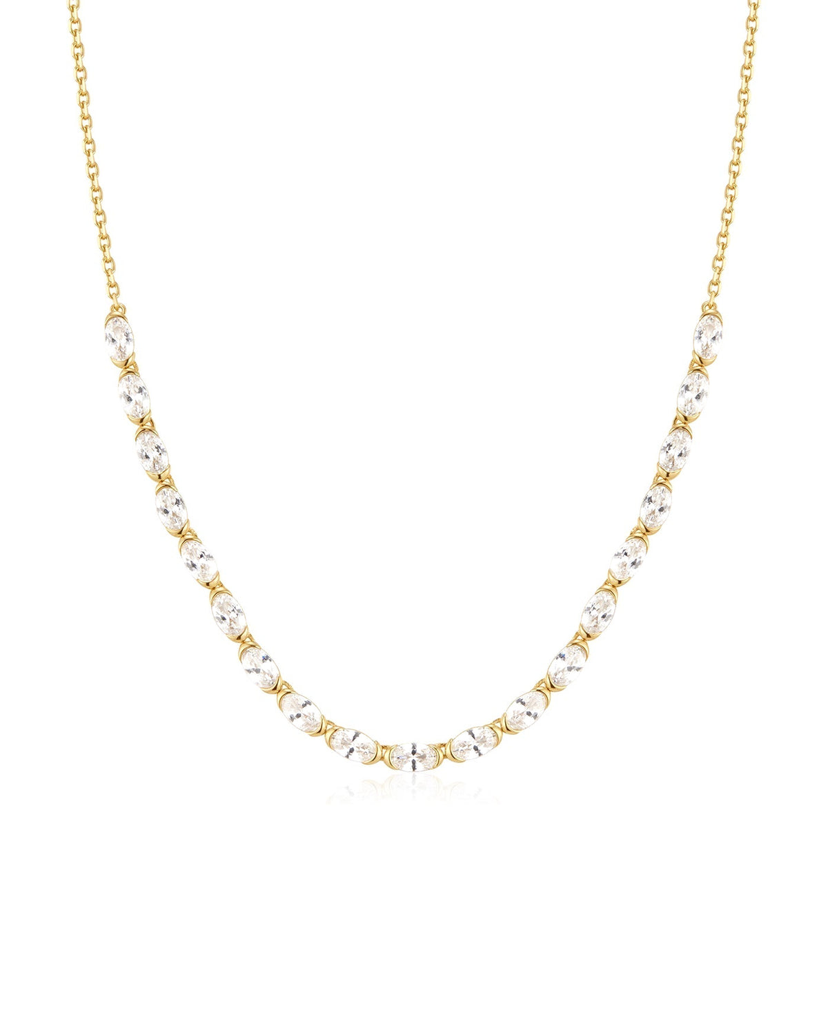 Ania Haie Gold Half-Bezel Oval Half-Tennis Necklace N076-14G N076-14G front packshot