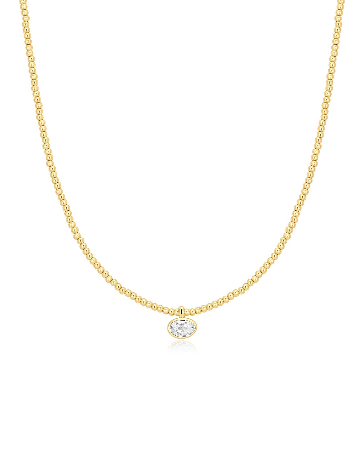 Ania Haie Gold Bezel Organic Pebble Beaded Necklace N076-15G N076-15G front packshot