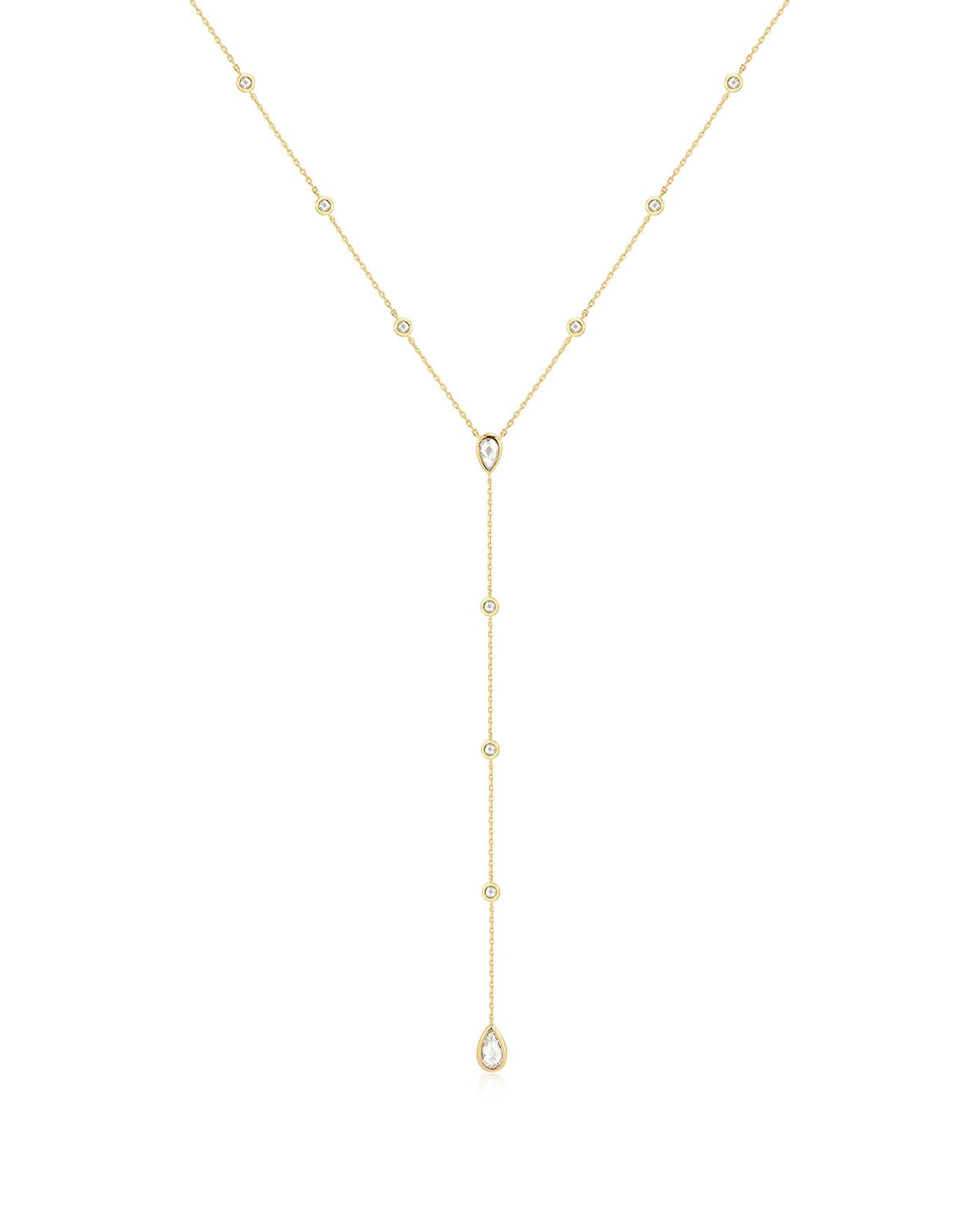 Ania Haie Gold Round & Teardrop Bezel Station Y Necklace N076-17G N076-17G front packshot