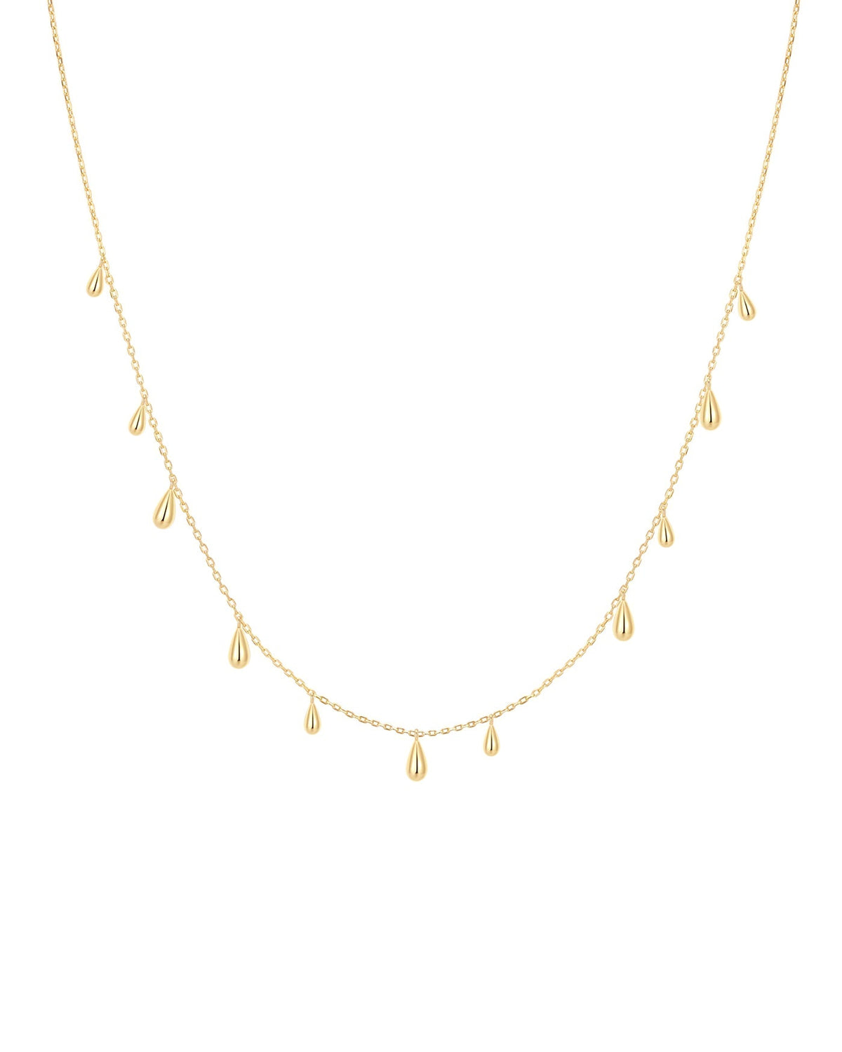 Ania Haie Gold Polished Teardrop Dangle Station Necklace N078-02G N078-02G front packshot