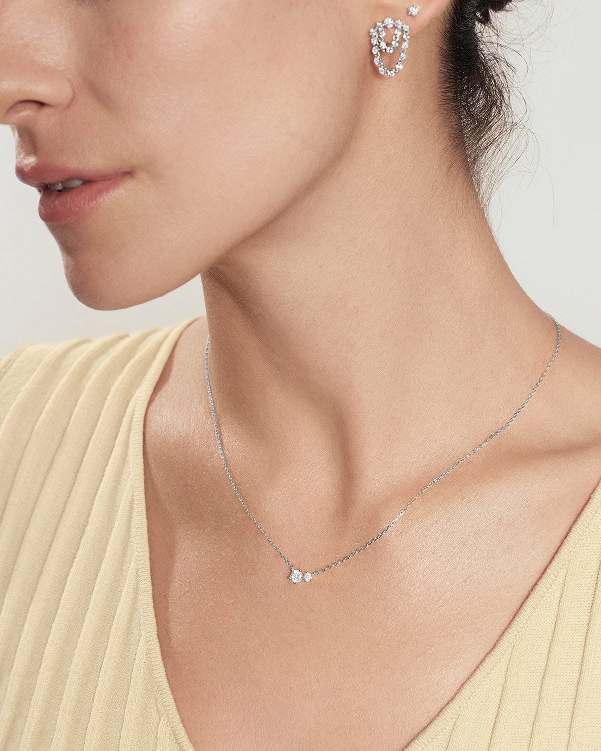 Ania Haie Silver Prong Set Duo Necklace