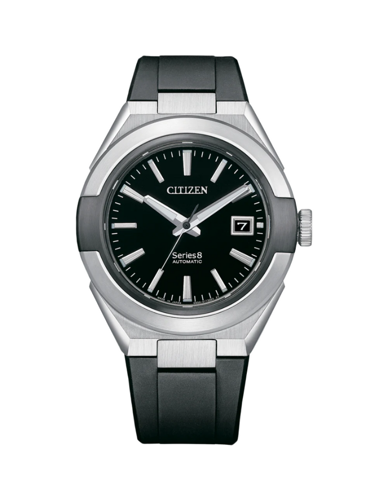 Citizen Series 8 Automatic Black Dial Rubber Strap Watch NA1004-10E