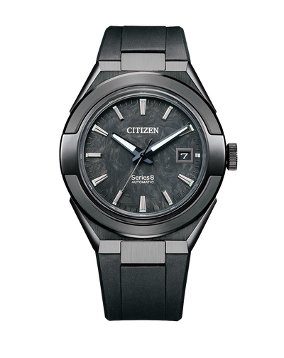 Sleek black Citizen wristwatch with a date display.