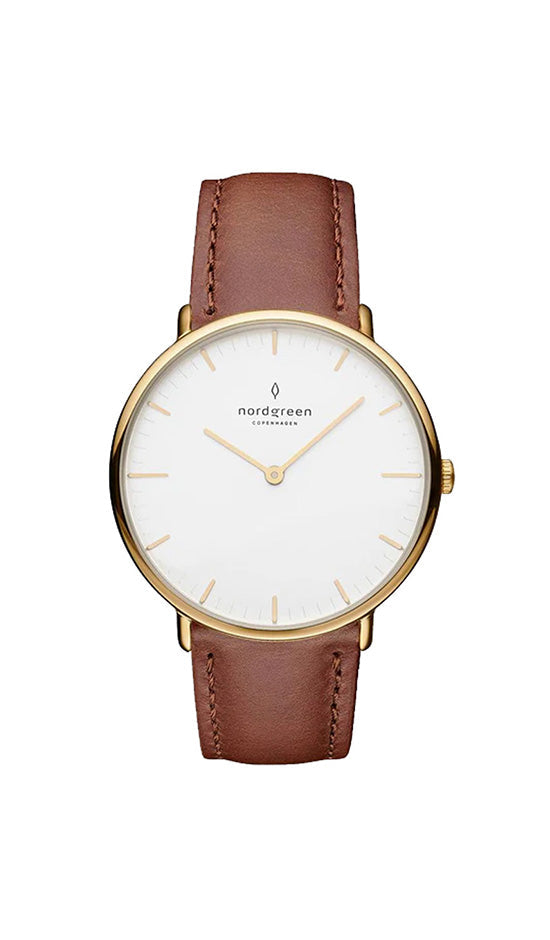 Nordgreen Native 28mm Brown Leather Strap Watch