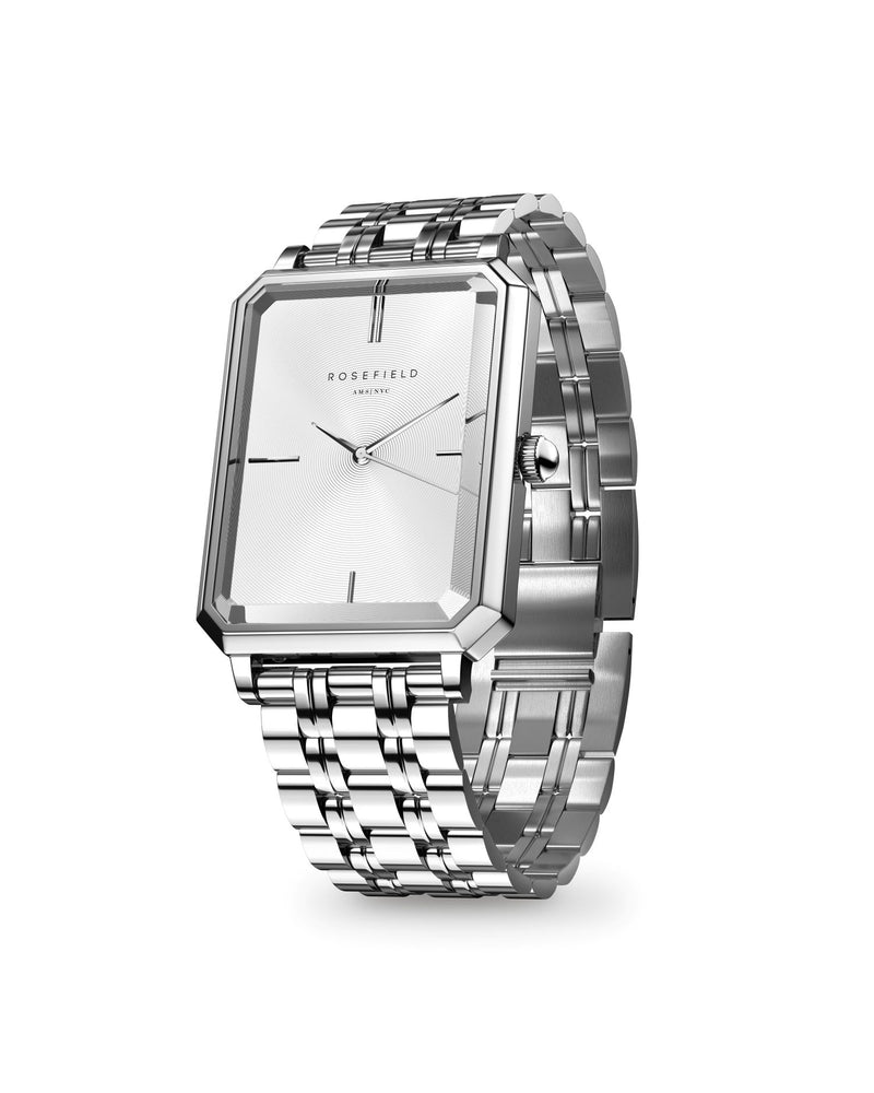 Rosefield The Octagon White Sunray Steel Silver Watch OCWSS-O41