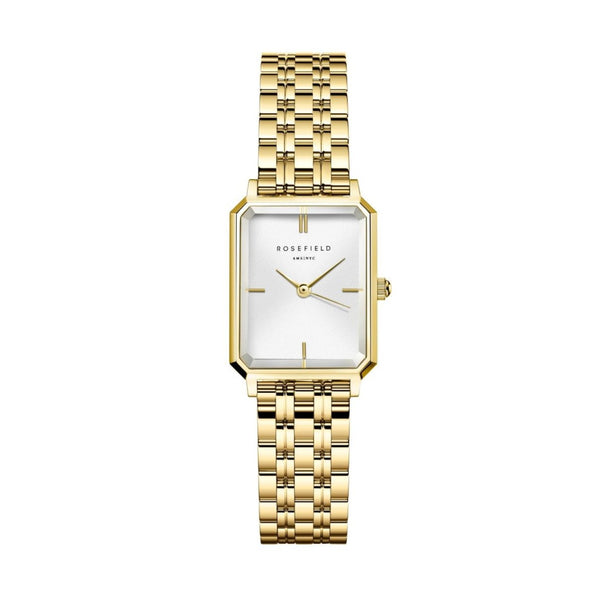 Rosefield Octagon XS White Sunray Steel Gold Watch OWGSG-O60