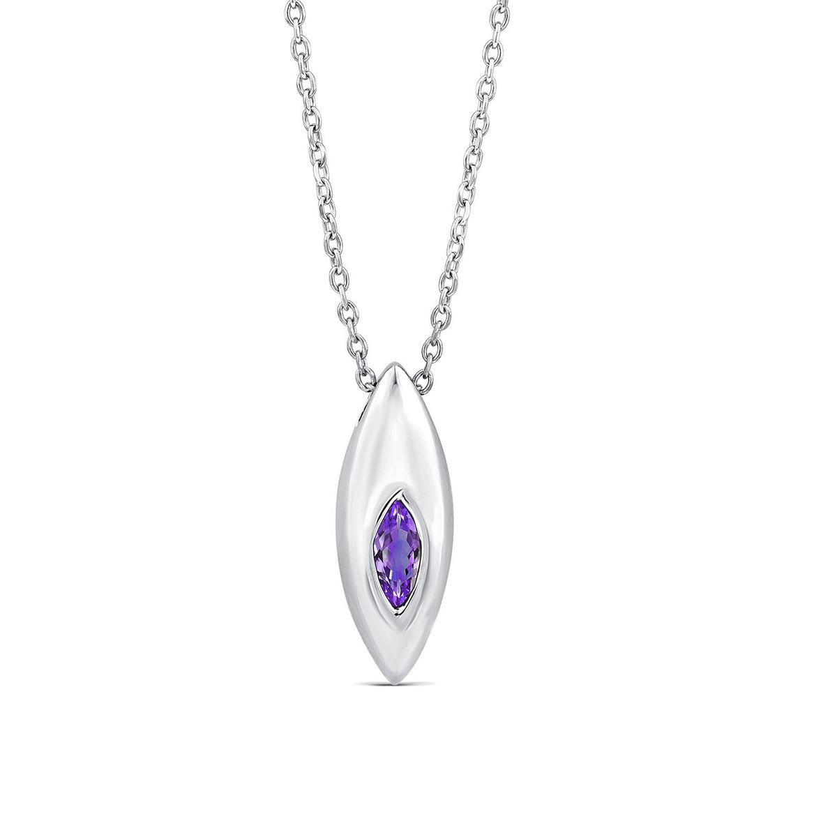Marquise Purple Amethyst Necklace in 9K White Gold