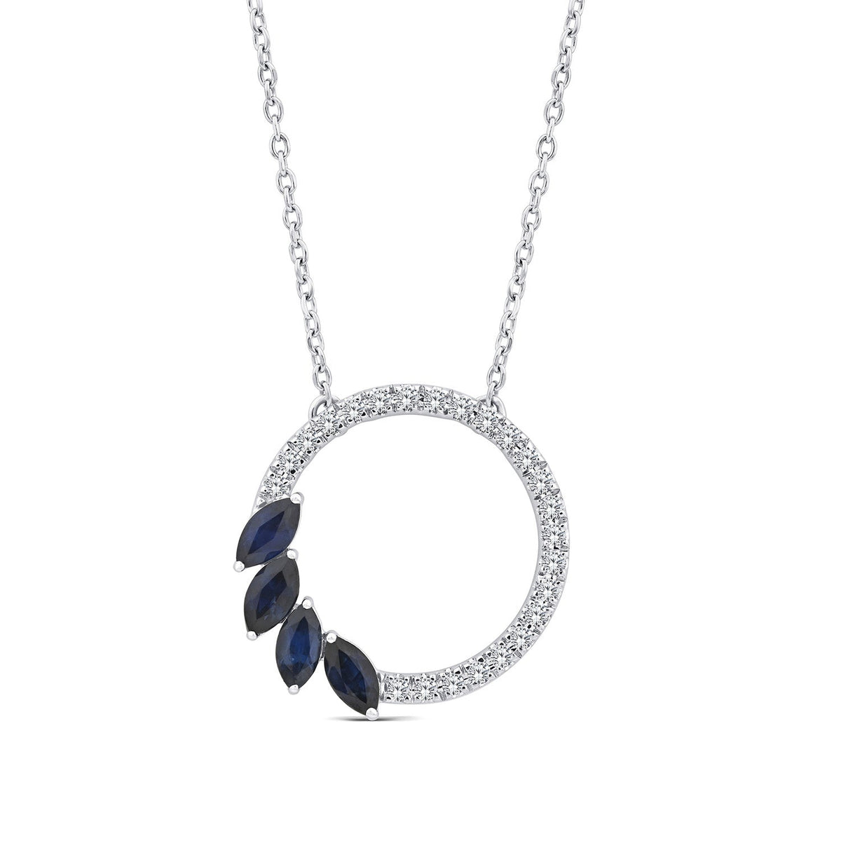 0.10ct Diamond & Sapphire Necklace in 9K White Gold