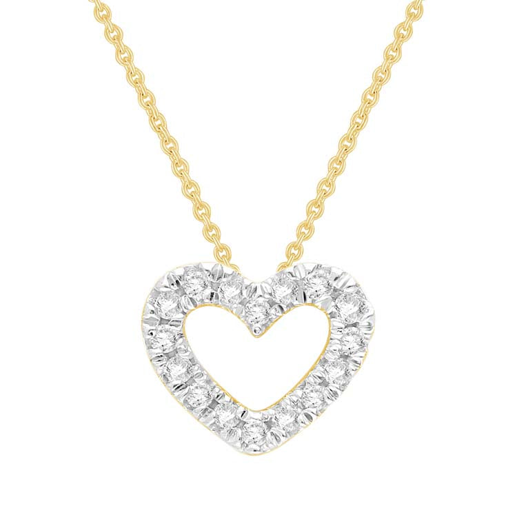 0.04ct Diamond Heart Necklace 45cm in 9K Yellow Gold