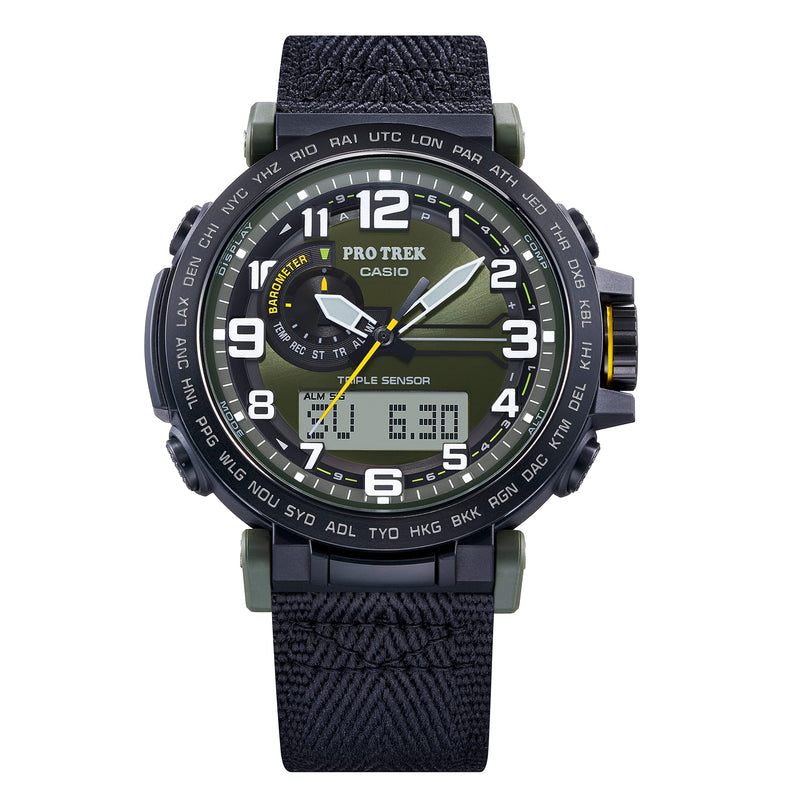 Casio Protek DUO Climber 黑色织物表带手表 PRG601YB-3D